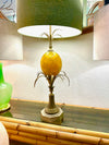 A large 1960s yellow resin egg lamp attributed to Maison Charles with new bespoke linen shade