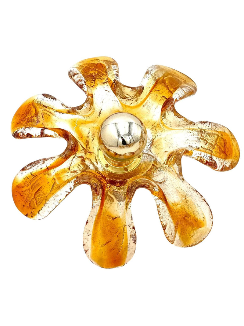 Five Italian 1970s Murano glass flower wall scones by Mazzega