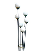 An orignal 1950s Stilnovo "Arberello" black lacquer and brass six light floor lamp
