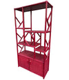 An Italian 1970s burgundy red bamboo shelving unit by Vivai del Sud