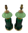 A pair of large large dark and light green Murano opaline lamps by Cenedese