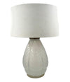 A French 1930s Cristallerie Lorraine Alsace pressed glass opaline lamp with leaf desgin