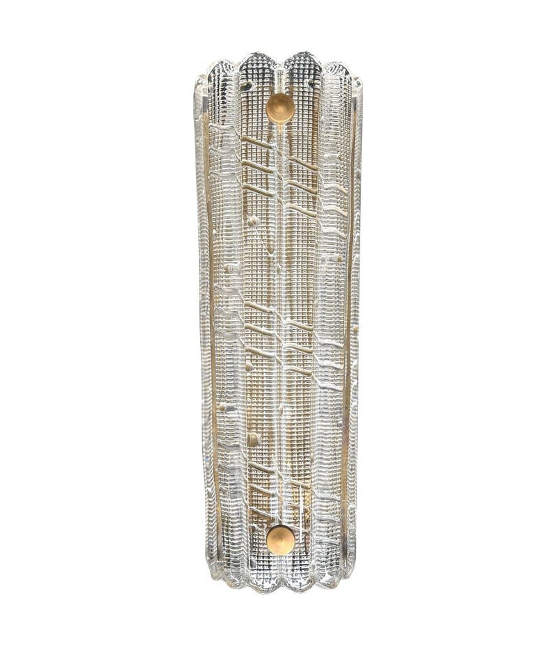 A large quality pair of 1950s Orrefors glass and brass wall sconces by Carl Fagerlund