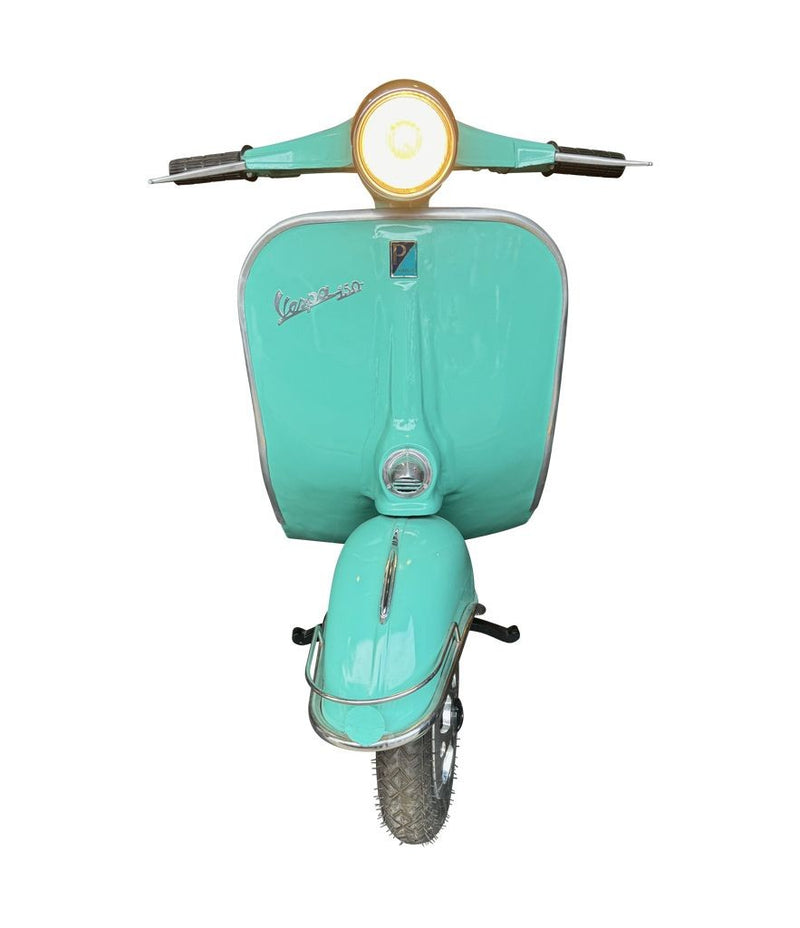 An orignal unique 1960s floor lamp made from the front half a Piaggio Vespa sprint 150