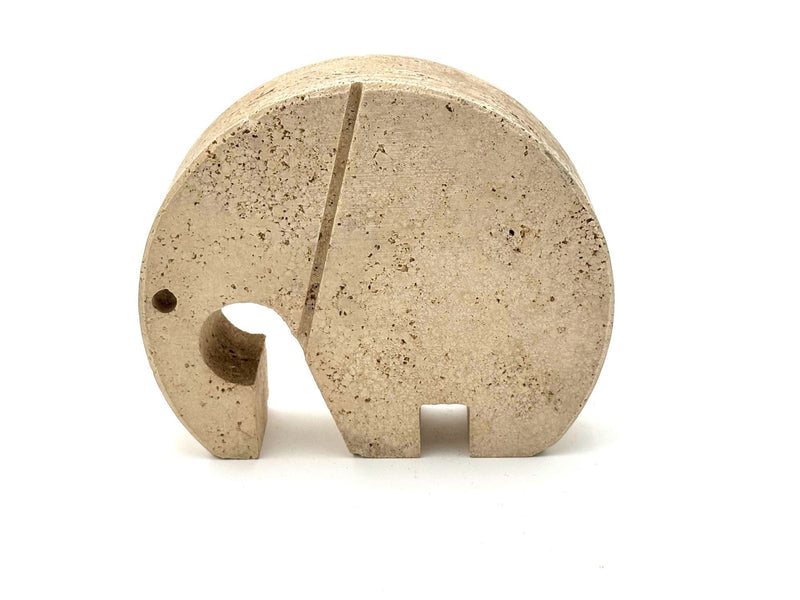 A pair of Italian 1970s carved travertine elephants by Fratelli Mannelli