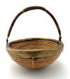 An Italian 1970s woven bamboo and brass bowl in the style of Gabriella Crespi