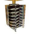 A large Italian 1970s Romeo Rega lucite and brass lamp with chocolate and brass stripes