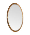 A large oval Italian 1970s twisted rattan and brass mirror in the style of Gabriella Crespi