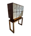 An Italian 1940s mirrored birdseye maple wood and mahogany bar cabinet by Osvaldo Borsani