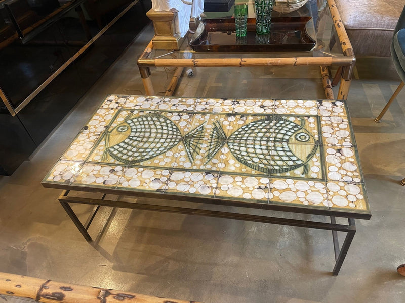 A wonderful 1960s ceramic tiled table by Dennis Townsend for Heals London