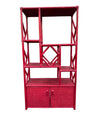 An Italian 1970s burgundy red bamboo shelving unit by Vivai del Sud