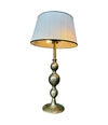 A pair of large Italian 1970s solid brass lamps with orignal satin shades