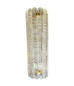 A large quality pair of 1950s Orrefors glass and brass wall sconces by Carl Fagerlund