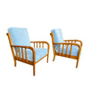 A pair of 1950s Italian armchairs attributed to Paolo Buffa, newly upholstered in Designers Guild velvet