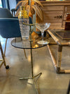 A pair of 1960s Maison Baques brass faux bamboo martini tables with smoked glass top