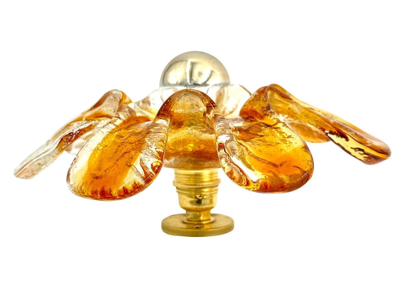 Five Italian 1970s Murano glass flower wall scones by Mazzega