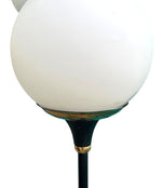 An orignal 1950s Stilnovo "Arberello" black lacquer and brass six light floor lamp