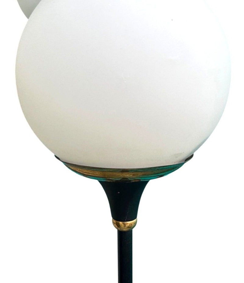 An orignal 1950s Stilnovo "Arberello" black lacquer and brass six light floor lamp