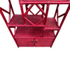 An Italian 1970s burgundy red bamboo shelving unit by Vivai del Sud