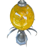 A large 1960s yellow resin egg lamp attributed to Maison Charles with new bespoke linen shade