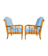 A pair of 1950s Italian armchairs attributed to Paolo Buffa, newly upholstered in Designers Guild velvet