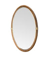 A large oval Italian 1970s twisted rattan and brass mirror in the style of Gabriella Crespi