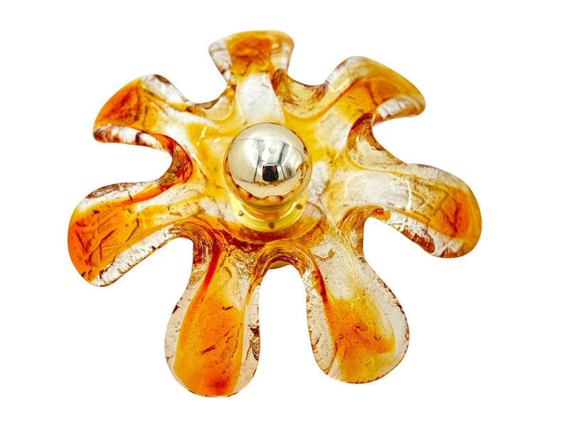Five Italian 1970s Murano glass flower wall scones by Mazzega