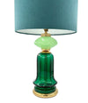 A pair of large large dark and light green Murano opaline lamps by Cenedese