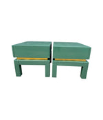 A rare pair of 1970s green lacquered side tables by Guy lefevre for Maison Jansen