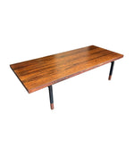 A very sleek Danish 1960s Rosewood coffee table with black metal frame and rosewood legs