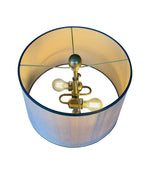 A pair of large Italian 1970s solid brass lamps with orignal satin shades