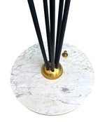 An orignal 1950s Stilnovo "Arberello" black lacquer and brass six light floor lamp