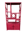 An Italian 1970s burgundy red bamboo shelving unit by Vivai del Sud