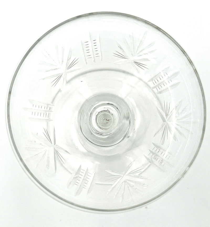 Eight 1930s Val St Lambert Crystal glasses with etched fern design