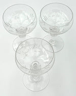 Eight 1930s Val St Lambert Crystal glasses with etched fern design