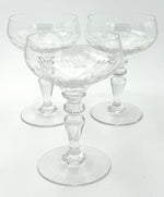 Eight 1930s Val St Lambert Crystal glasses with etched fern design