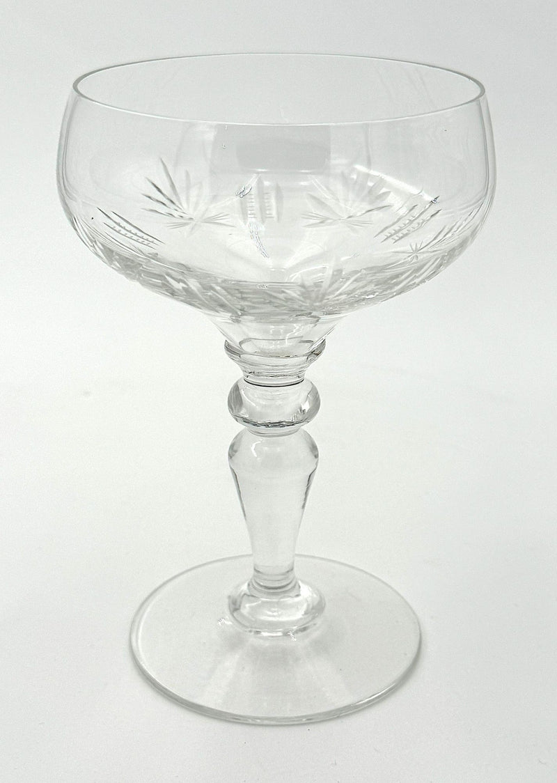 Eight 1930s Val St Lambert Crystal glasses with etched fern design