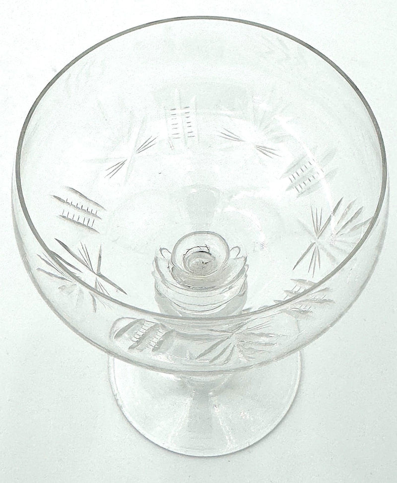 Eight 1930s Val St Lambert Crystal glasses with etched fern design