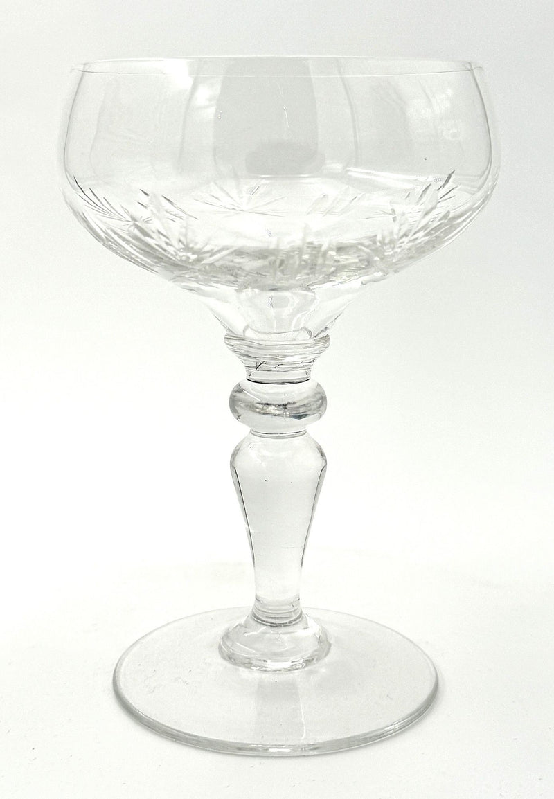 Eight 1930s Val St Lambert Crystal glasses with etched fern design