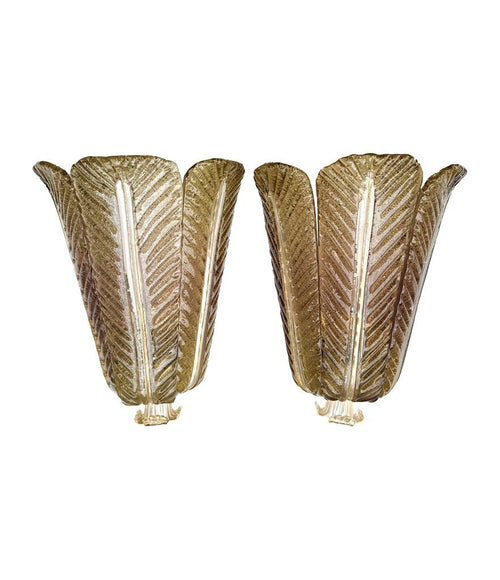 Mid Century wall sconces Murano glass 1940s by Barovier & Toso