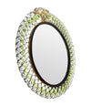 Art Deco mirror Murano green glass frame by Barovier & Toso with foglio d'oro crest