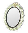 Art Deco mirror Murano green glass frame by Barovier & Toso with foglio d'oro crest