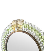 Art Deco mirror Murano green glass frame by Barovier & Toso with foglio d'oro crest