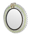 Art Deco mirror Murano green glass frame by Barovier & Toso with foglio d'oro crest
