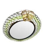 Art Deco mirror Murano green glass frame by Barovier & Toso with foglio d'oro crest