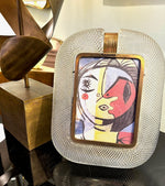 Mid Century Murano Glass picture frame by Barovier & Toso thick clear glass woven twist frame