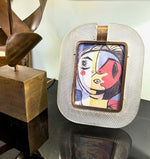 Mid Century Murano Glass picture frame by Barovier & Toso thick clear glass woven twist frame