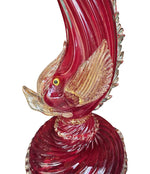 Mid Century table lamps Murano dolphin shaped lamps in red by Barovier & Toso - 1940s