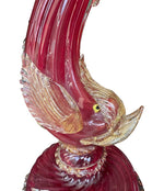 Mid Century table lamps Murano dolphin shaped lamps in red by Barovier & Toso - 1940s