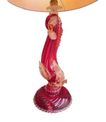 Mid Century table lamps Murano dolphin shaped lamps in red by Barovier & Toso - 1940s